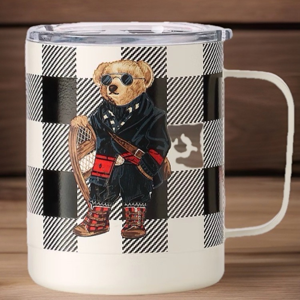 Polo Ralph Lauren Outdoor Holiday Bear Mug Stainless Steel Plaid